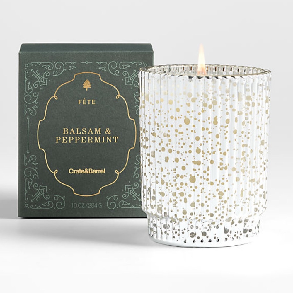 New! 🕯️✨🏔️Crate&Barrel Fete Silver Alpine 1-wick Candle